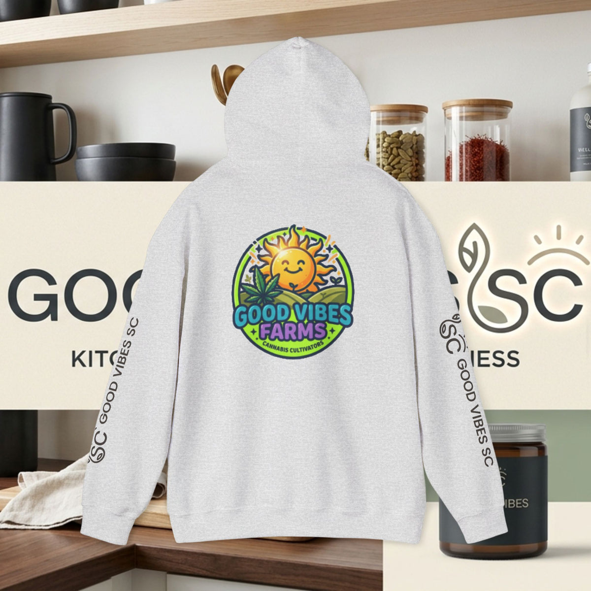 Good Vibes Farms Hoodie | Sun Emblem Farm Logo Sweatshirt