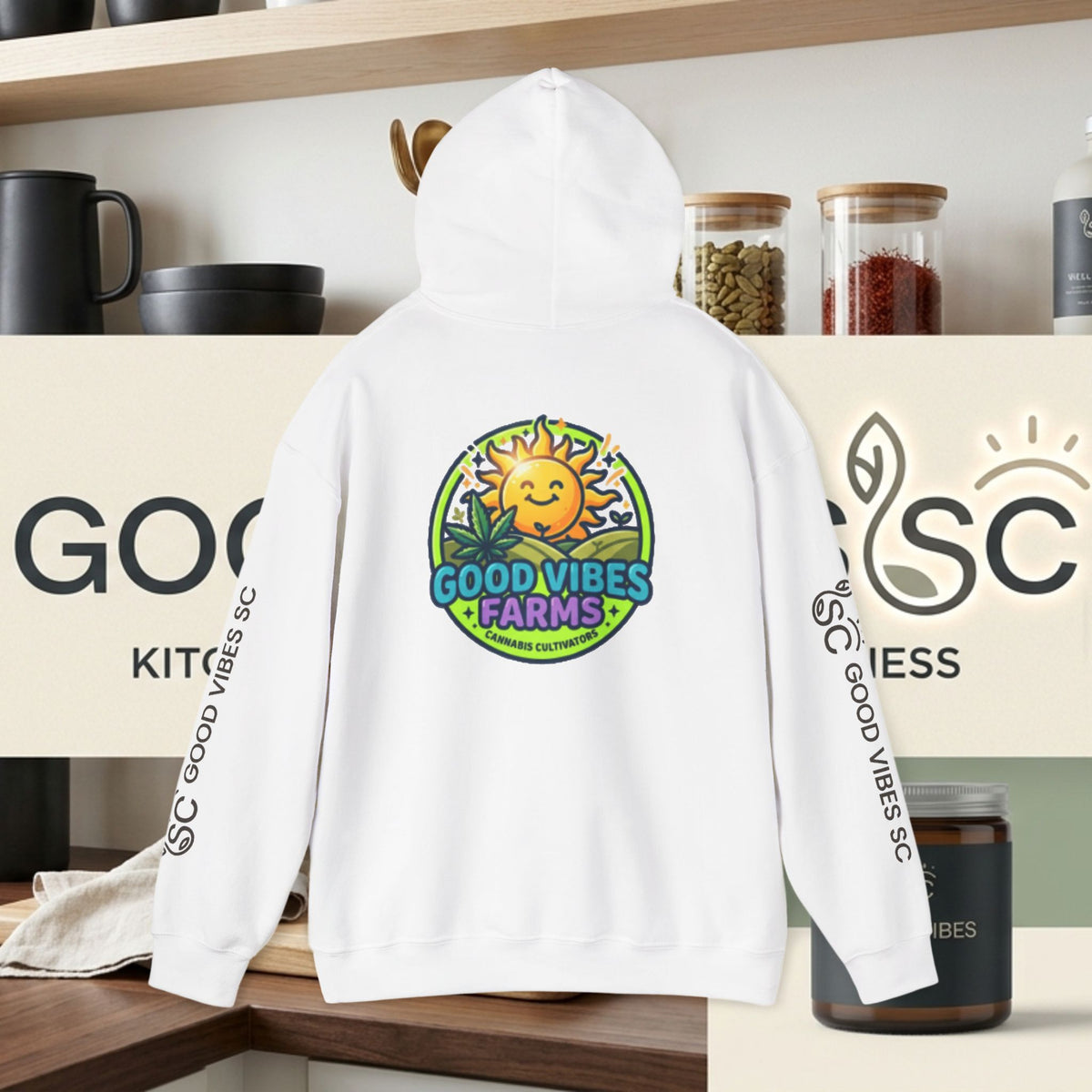 Good Vibes Farms Hoodie | Sun Emblem Farm Logo Sweatshirt