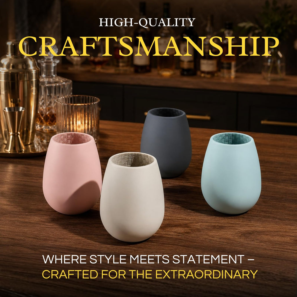 Unbreakable Silicone Stemless Wine Glassware Set Of 4 Reusable Shatterproof-4