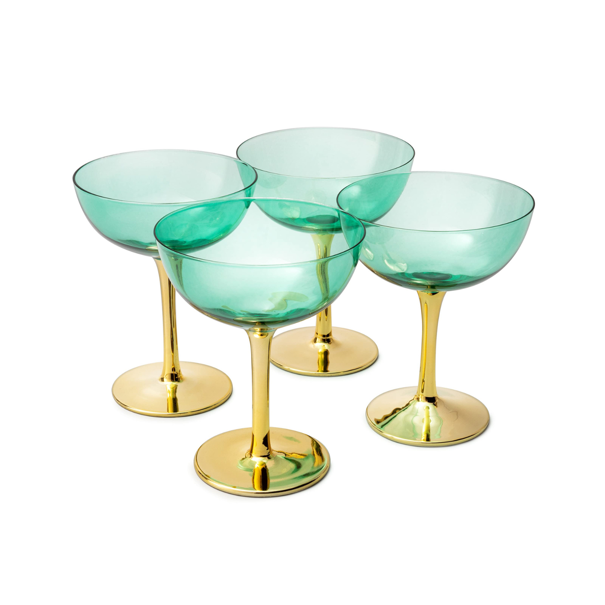 Colored Coupe Art Deco Glasses Gold Set Of 4 12 Oz Classic Cocktail Glassware For Champagne Martini-0