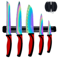 Titanium Coated Kitchen Knife Set with Magnetic Rack