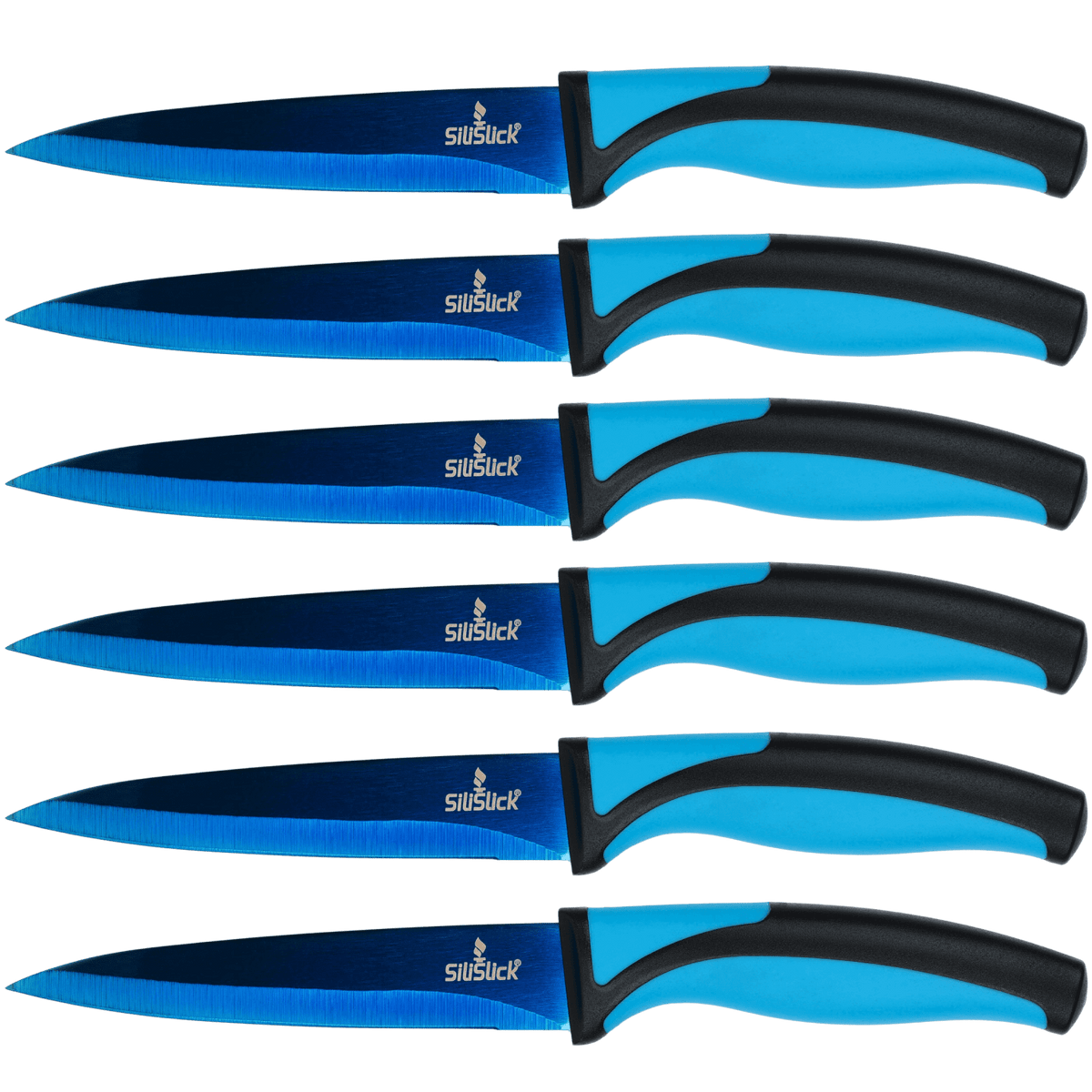 6-Piece Titanium-Coated Straight Edge Steak Knife Set